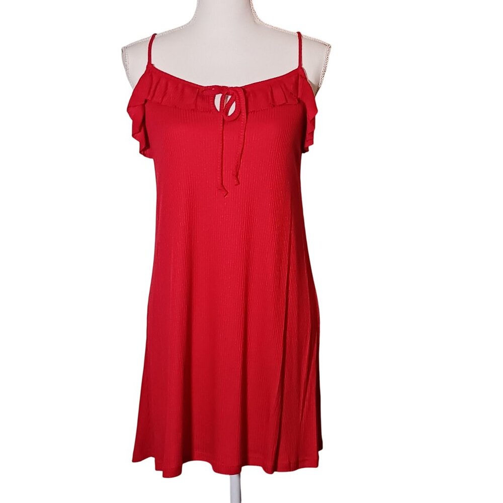NEW Anthropologie Maronie‎ Red Sleeveless Ruffle Tie Mini Dress Size S